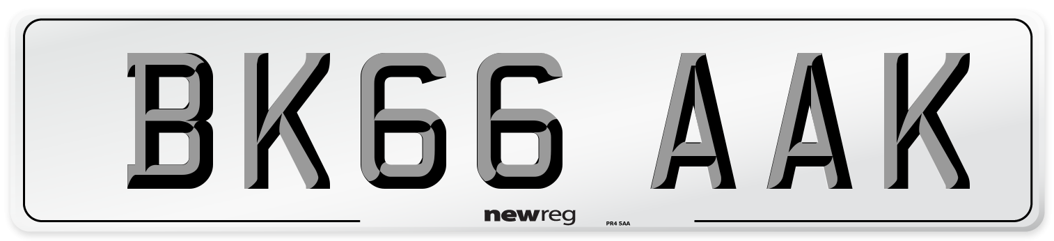 BK66 AAK Number Plate from New Reg